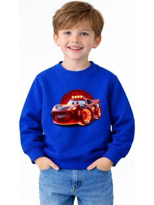 Efendioğlu Design Sweatshirt Alevli Araba Baskılı Çocuk Pamuklu Sweatshirt