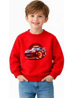 Efendioğlu Design Sweatshirt Alevli Araba Baskılı Çocuk Pamuklu Sweatshirt
