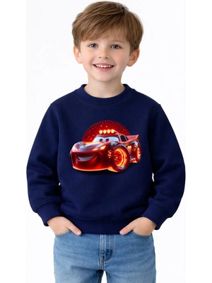 Efendioğlu Design Sweatshirt Alevli Araba Baskılı Çocuk Pamuklu Sweatshirt