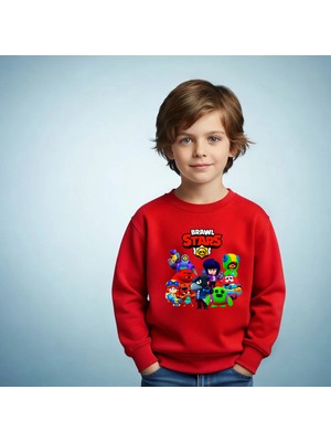 Efendioğlu Design Sweatshirt Brawl Stars Baskılı Pamuklu Çocuk Sweatshirt