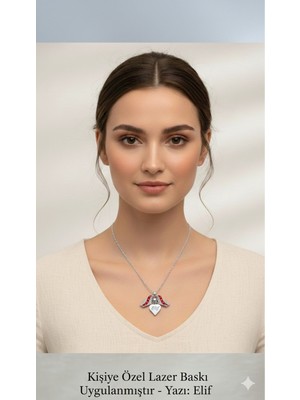 C&On Design Paslanmaz Çelik Kelebek – Gizli Kalp Detaylı Kişiye Özel Lazer Yazılı Kolye