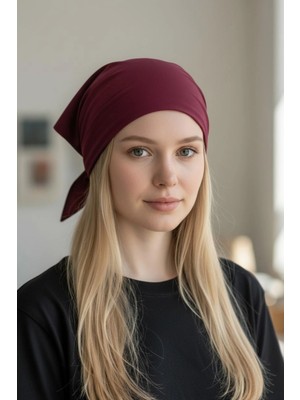 Etifa Tekstil Üçgen Bandana Fular Bone Mutfak ve Aşçı Bone Likralı Soft Bordo