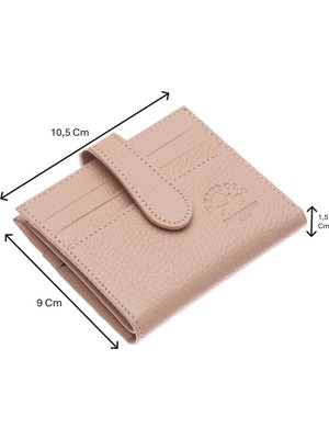 Westpolo Hakiki Deri Kağıt Para ve Bol Kart Bölmeli Patlı Unisex Cüzdan - Pudra