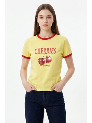 Rays Sarı Kiraz Desen Tişört 7062