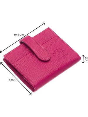 Westpolo Hakiki Deri Kağıt Para ve Bol Kart Bölmeli Patlı Unisex Cüzdan - Fuşya