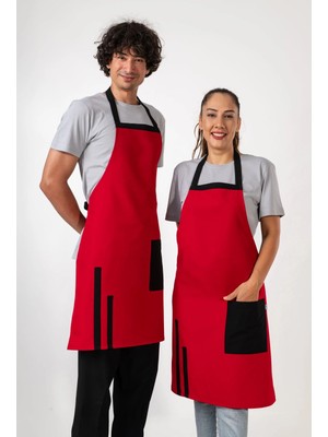 Etifa Tekstil Efes Model Mutfak Önlüğü Leke Tutmaz Profesyonel Aşçı ve Şef Önlüğü Kırmızı