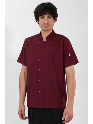 Etifa Tekstil Profesyonel Aşçı Ceketi Likralı Soft Kumaş Rahat Kalıp Şef Mutfak Üniforma Bordo