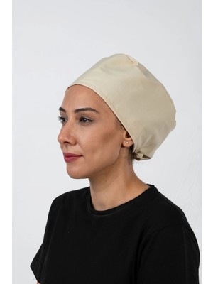 Etifa Tekstil Lastikli Bone Nefes Alabilen Hafif Konforlu Profesyonel Mutfak ve Aşçı Bone Krem