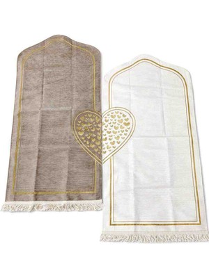 Zeynoçeyiz Kalpli Seccade Eşli Çift Seccade Şönil Kumaş