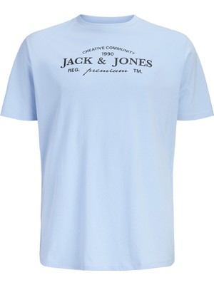 Jack & Jones Jack Jones Jprblakevın Ss Tee Fst Pls Erkek Mavi Büyük Beden Tshirt 12298340-07