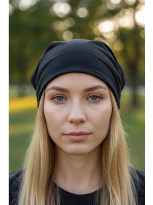 Etifa Tekstil Üçgen Bandana Fular Bone Mutfak ve Aşçı Bone Likralı Soft Siyah