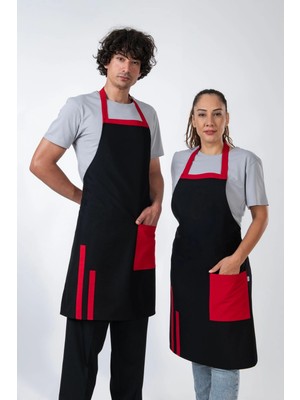 Etifa Tekstil Efes Model Mutfak Önlüğü Leke Tutmaz Profesyonel Aşçı ve Şef Önlüğü Siyah