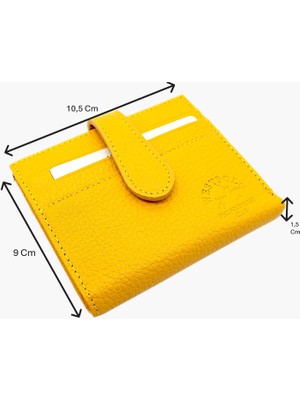 Westpolo Hakiki Deri Kağıt Para ve Bol Kart Bölmeli Patlı Unisex Cüzdan - Sarı