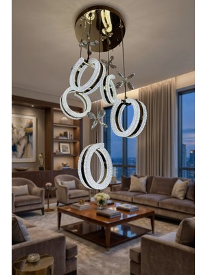 G-Light Elira 5’li Akrilik LED Halka Avize – Modern Lüks Tasarım