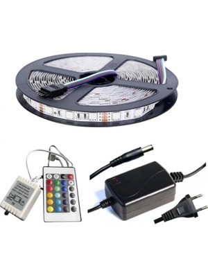 Marsilyan Winboss 5mt Rgb Şerit LED Slikonlu Adaptör Uzaktan Kumanda Tak Çalıştır