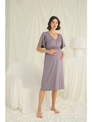 Aria's Closet Arias Closet Dantelli Önü Düğmeli Hamile Lohusa Gecelik