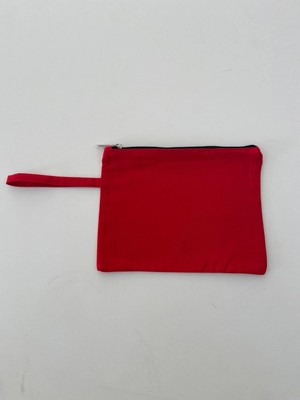 Etifa Tekstil Kanvas Clutch Çanta Astarlı Dayanıklı Fermuarlı Günlük Kullanım Kadın El Çantası Organizer Çanta Kırmızı