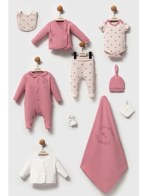 Moi Noi Yeni Doğan Flowers Koleksiyonu 10 Parça  - %100 Pamuk Şık Bebek Takımı