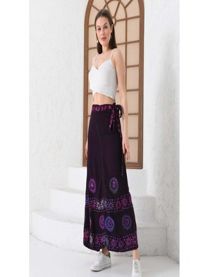 Fibula Bohem ve Otantikdesenli %95 Pamuk Standart Beden Ithal Anvelop Bağlamalı Etek 36-48 Bedenlere Olur