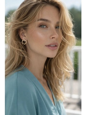 Solène Rena Taşlı Vip Tasarım Halka Küpe