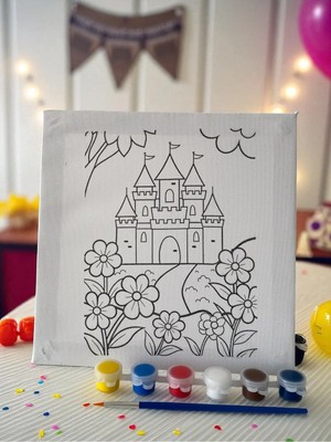 3DreaMaker Çocuk Tuval Boyama Seti (Tuval, Fırça ve 6 Renk Akrilik Boya Seti) Hobi Seti Mini Tuval 22X22 cm