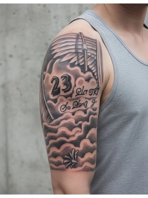 Moresun Buğz Bulutlar Melek Kanatları Geçici Dövme Şablonu Büyük Boy