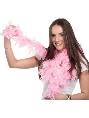 Moresun Buğz Pembe Renk Kabarık Kalın Otriş Boa Tüy 6 cm Genişlik 180-200 cm Uzunluk - Buğz