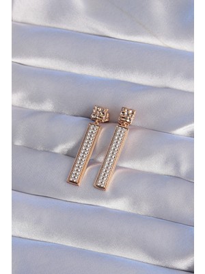 Moresun Buğz Xuping Rose Renk Zirkon Taşlı Su Yolu Küpe - Buğz