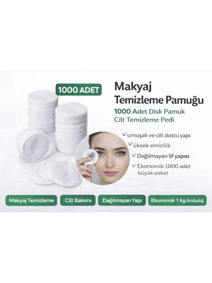 Moresun Buğz Makyaj Temizleme Pamuğu 1000 Adet Disk Pamuk Cilt Temizleme Pedi