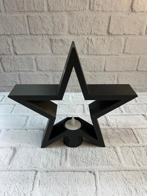 Moresun Buğz Siyah Yıldız Şeklinde Mumluk Loş Işık Dekor Aksesuarı - Buğz