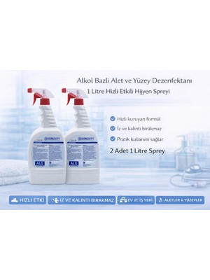 Moresun Buğz Alkol Bazlı Alet ve Yüzey Dezenfektanı 1 Litre Sprey 2 Adet
