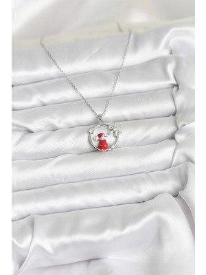 Moresun Buğz 316L Çelik Zincir Gümüş Zirkon Taşlı Yılbaşı Tema Kadın Kolye - Buğz