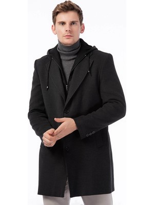 Dewberry Erkek Palto %70 Yün - 30 Polyester Antrasit Renkli 2 XL Beden Şık Tasarım