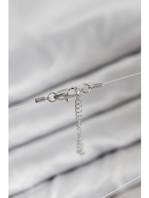 Moresun Buğz Misineli Kalp Model Gümüş Renk Hayalet Kolye - Buğz