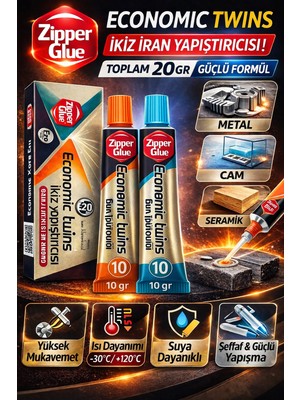 Moresun Buğz Zipper Glue Ikiz Iran Yapıştırıcısı 20 gr A+B Ekonomik Twins Güçlü Metal Plastik Cam Seramik Yapıştırıcı 1 Kutu