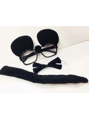 Moresun Buğz Mickey Mouse Gözlüğü Papyonu Kuyruğu Seti - Buğz