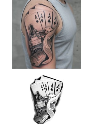 Moresun Buğz Iskambil Dolar Zar Geçici Dövme Şablonu Büyük Boy