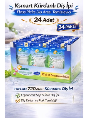 Moresun Buğz Ksmart Kürdanlı Diş Ipi 30 Adet Floss Picks Diş Arası Temizleyici 24 Paket