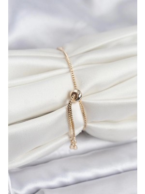 Moresun Buğz Gold Renk Zirkon Taşlı Yıldız Model Asansörlü Kadın Bileklik - Buğz