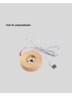 Moresun Buğz USB Bağlantılı Işıklı Kristal Küre Modern Ahşap Tabanlı Dekor - Buğz