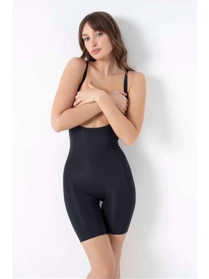 Aria's Closet Arias Closet Mikro Kumaş Göğüs Altı Yapıştırma Paçaları Silikon Bantlı Altı Açık Paçalı Sıkı Badi Korse