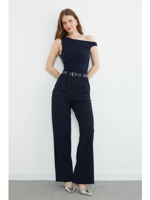 FullaModa Kemer Detaylı Pileli Palazzo Pantolon