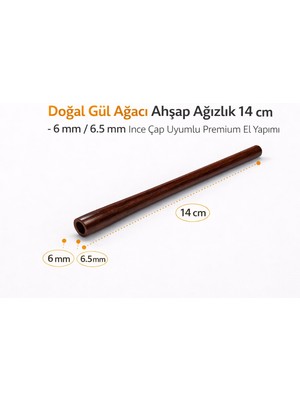 Han Tobacco Doğal Gül Ağacı Ahşap Ağızlık 14 cm Premium El Yapımı 6 mm – 6.5 mm İnce Çap Uyumlu