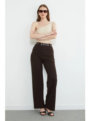 FullaModa Kemer Detaylı Pileli Palazzo Pantolon