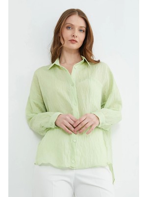 FullaModa Tek Cepli Çapraz Düğmeli Oversize Gömlek