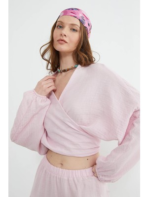 FullaModa Önü Bağlamalı Yarasa Kol Bluz