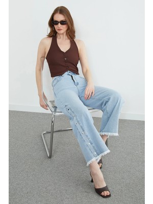 FullaModa Boyundan Geçmeli Düğmeli Yelek