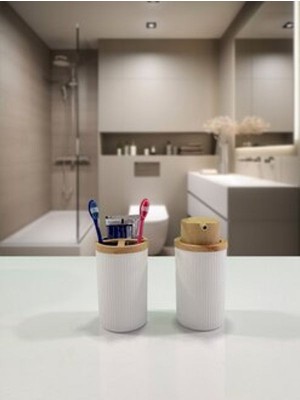 4 Adet Panthera Miami Banyo Takımı Bambu 2'li