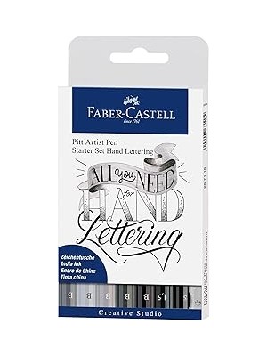 Indispensablely Faber-Castell Pitt Artist Pen Kaligrafi Seti 8’li, Siyah Gri Tonları, 4 Uç Tipi (B, S, 1.5), Kalemt
