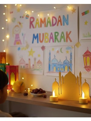 3D Cami Masa Üstü Dekor 2 Pilli LED Mumlu Hediye Set